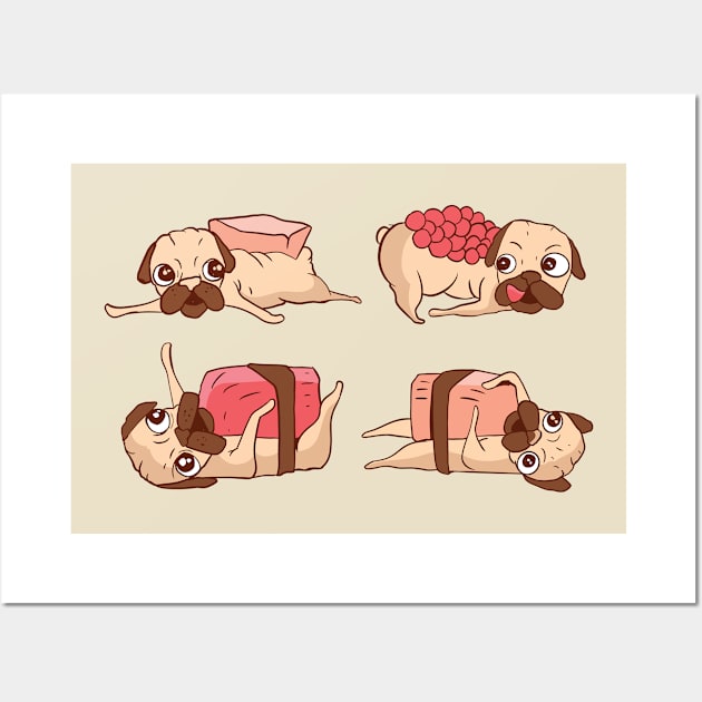 Sushi Pugs Wall Art by Hmus